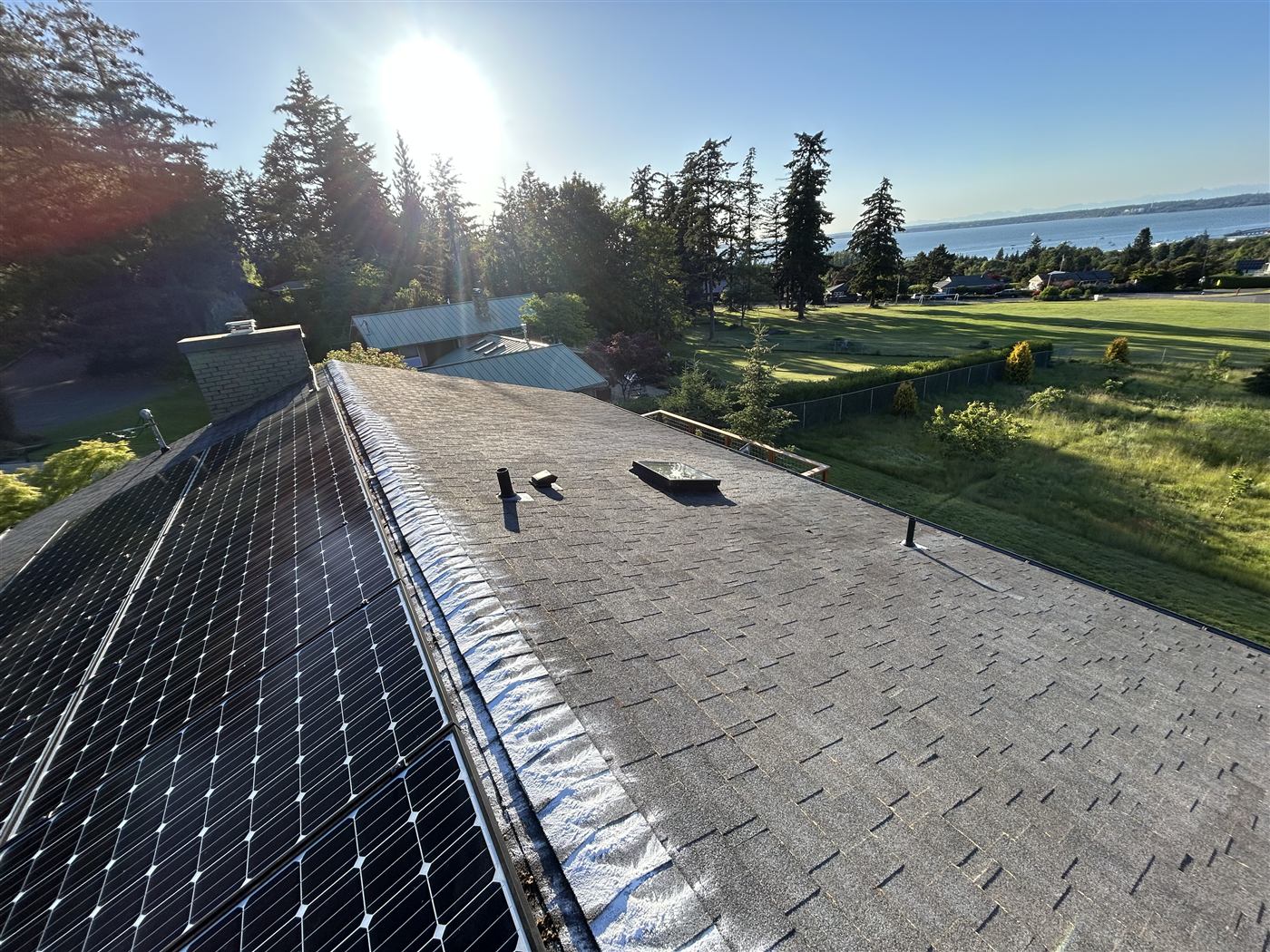 Solar panels overlooking Puget Sound